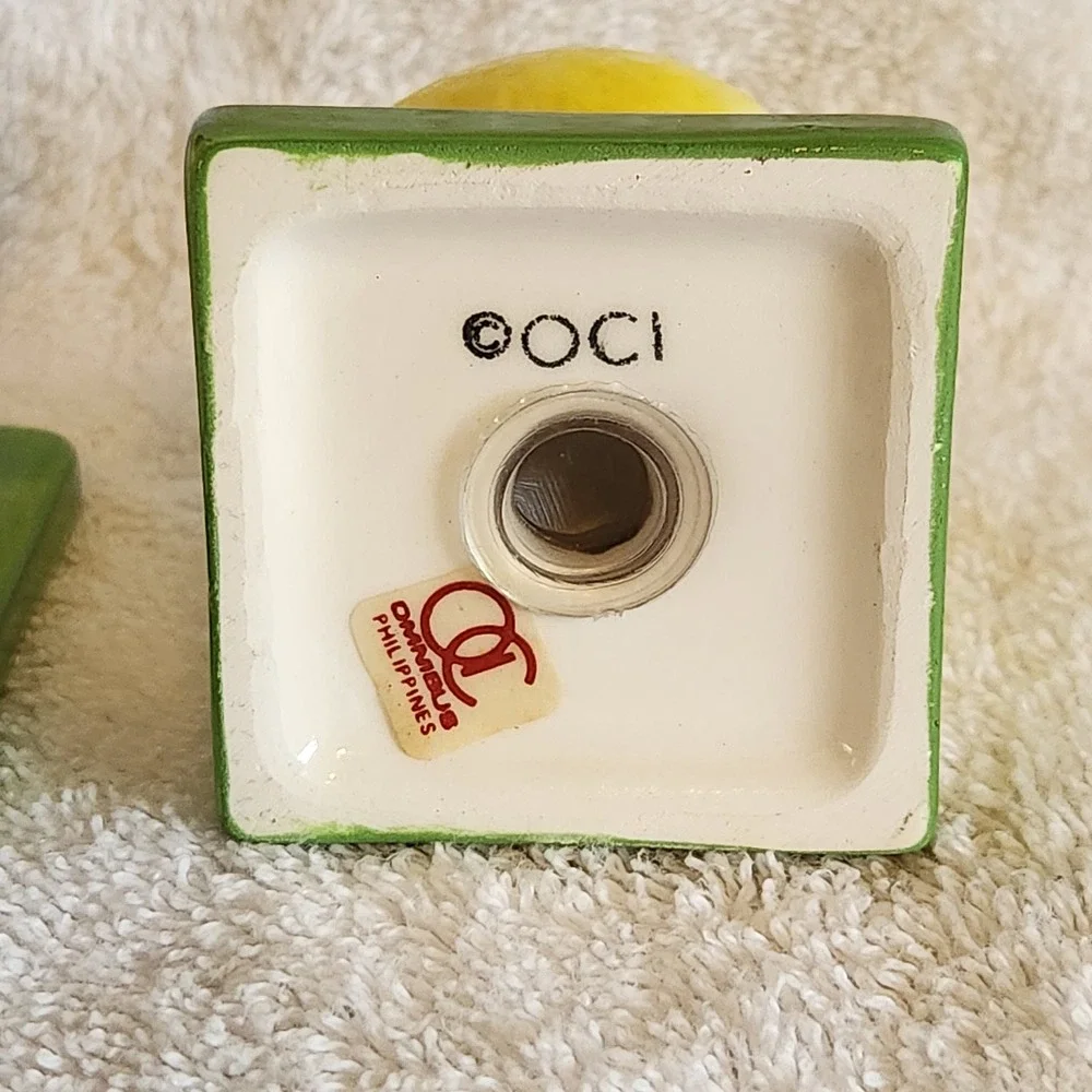 Vintage OCI Omnibus Ceramic Tennis Player and Ball Salt and Pepper Shaker Set